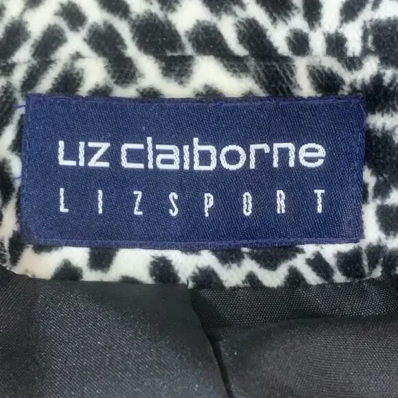 Vintage Sz L Animal Print Leopard Velvet Double Breasted Blazer Jacket Black Wht - Picture 15 of 16